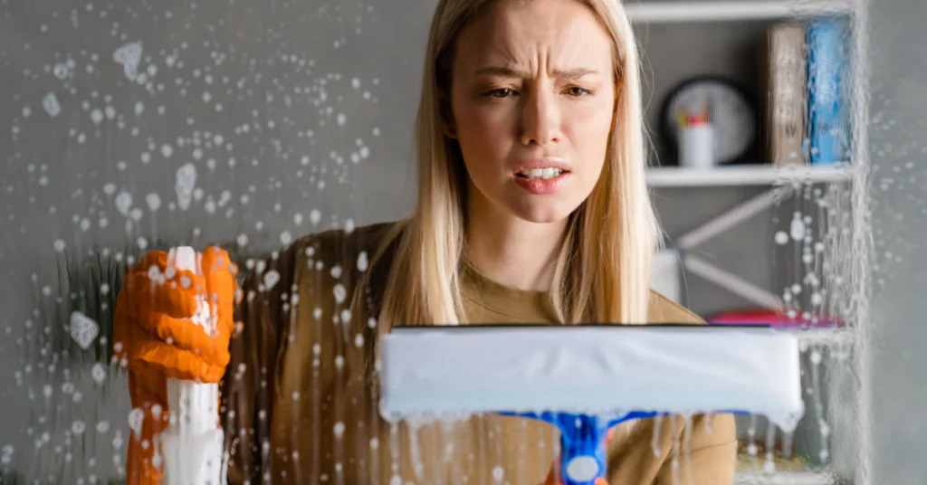 using too much cleaning product leaves residue